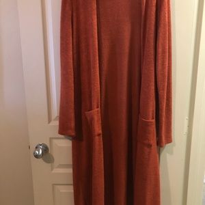 Brick Orange Long Cardigan